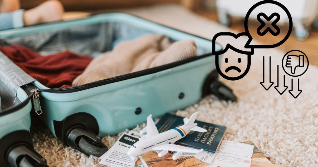 スーツケースの写真とバツのイラスト