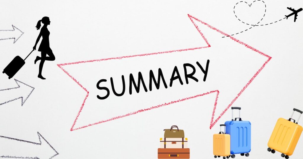 SUMMARYの文字とスーツケースのイラスト