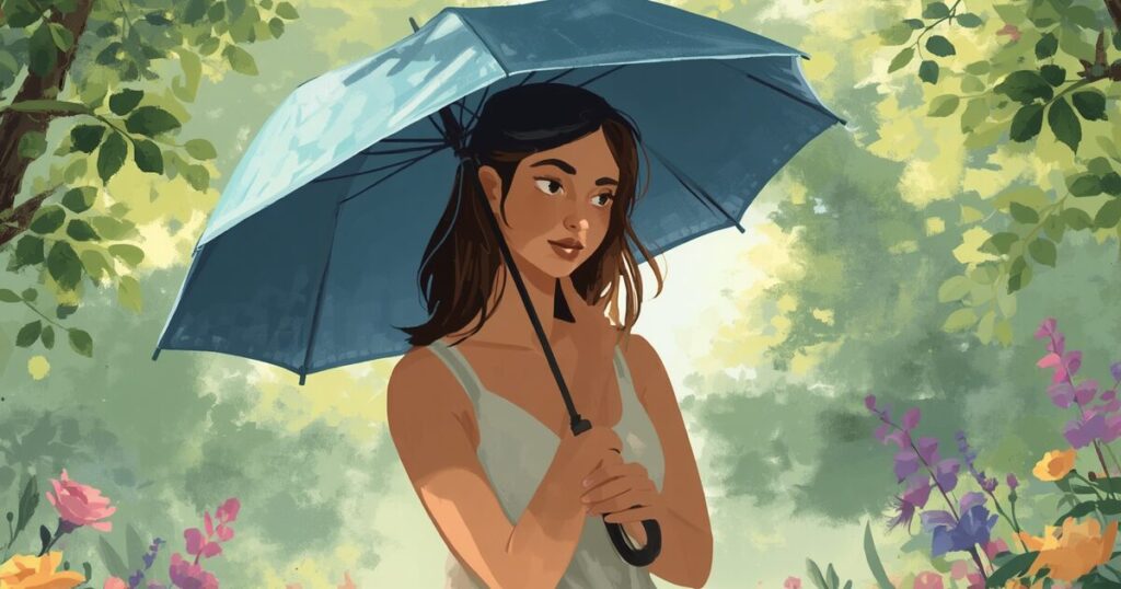 傘をさした女性のイラスト