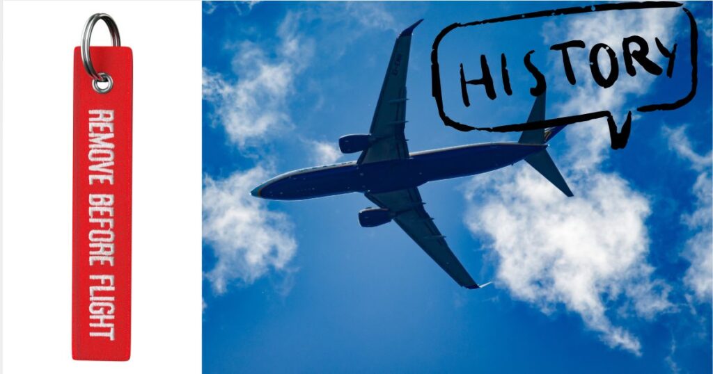 フライトタグと飛行機、HISTORYの文字
